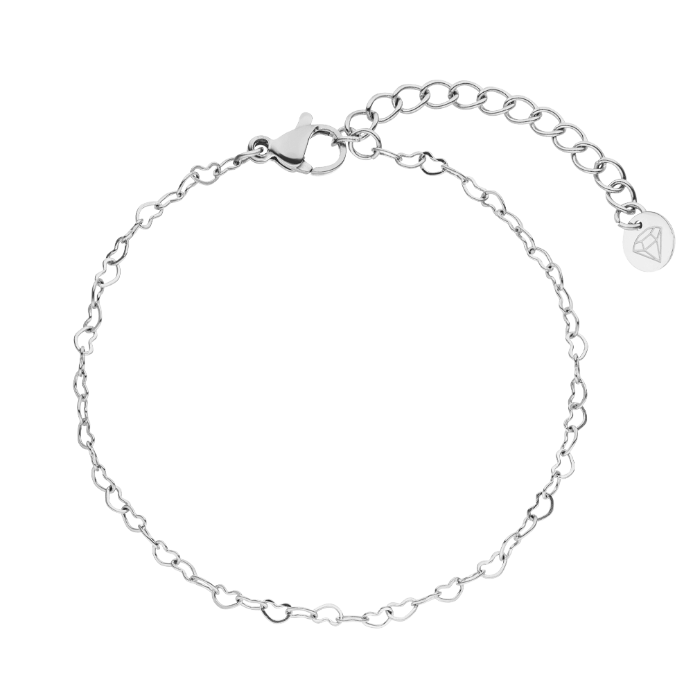 Armband Herzen Chirurgenstahl Silber wasserfest schlicht