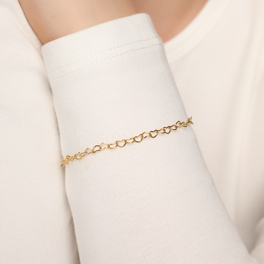 Herzen Armband gold wasserfest Edelstahl 18K vergoldet