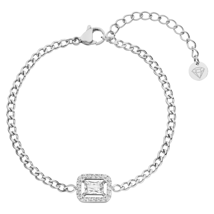 Gourmet Armband wasserfest Glitzer Steine Silber Chirurgenstahl 316L