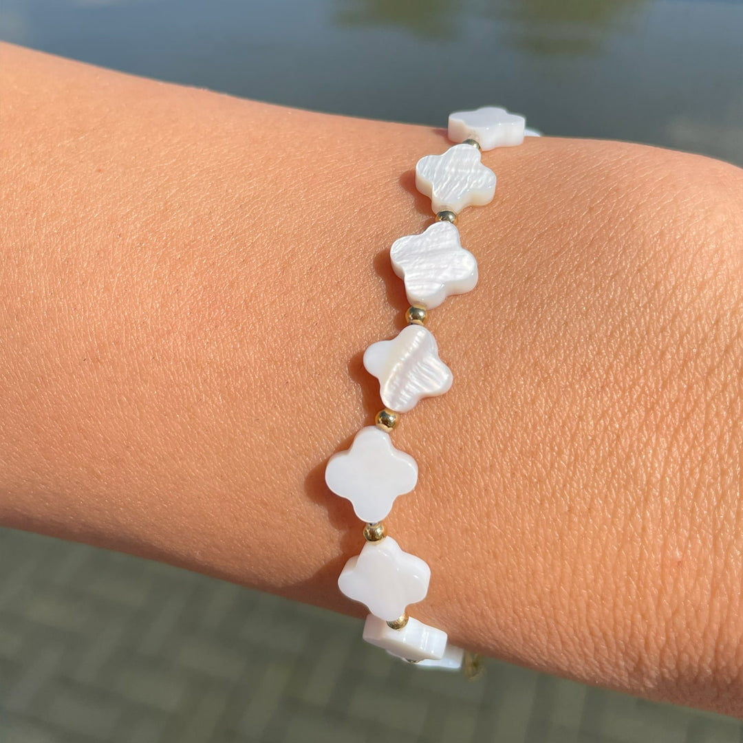 Kleeblatt Armband wasserfest Clover Weiß