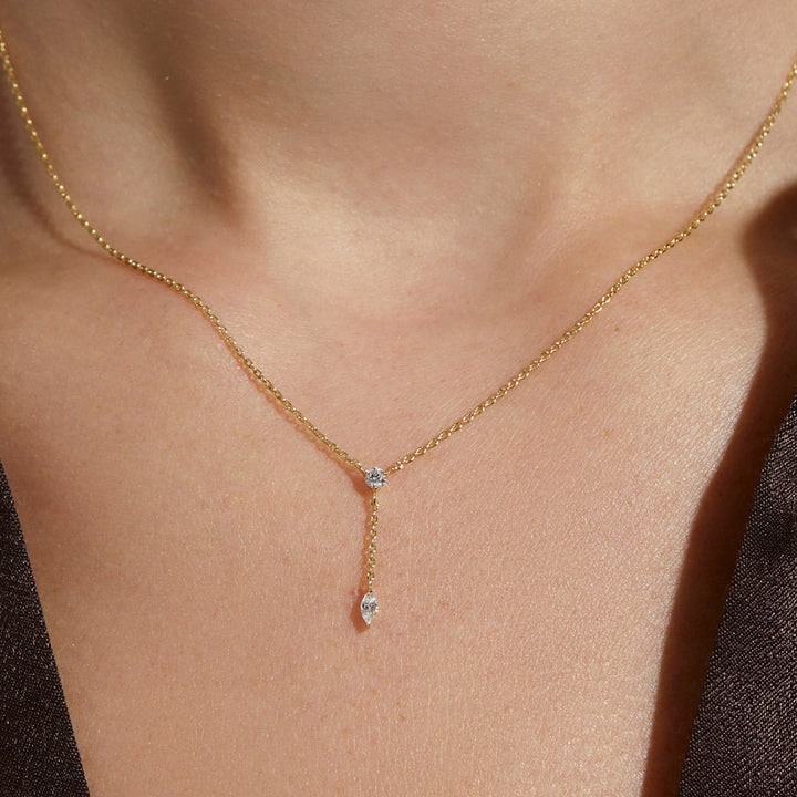 Y Kette Echtsilber Glitzer Steinchen 18K vergoldet