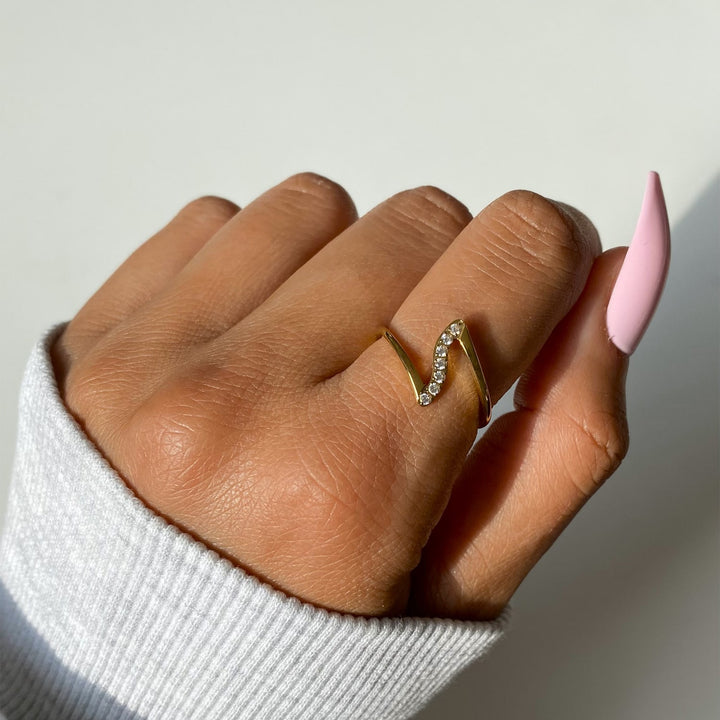  eleganter Ring Edelstahl Zirkonia Steinchen wasserfest