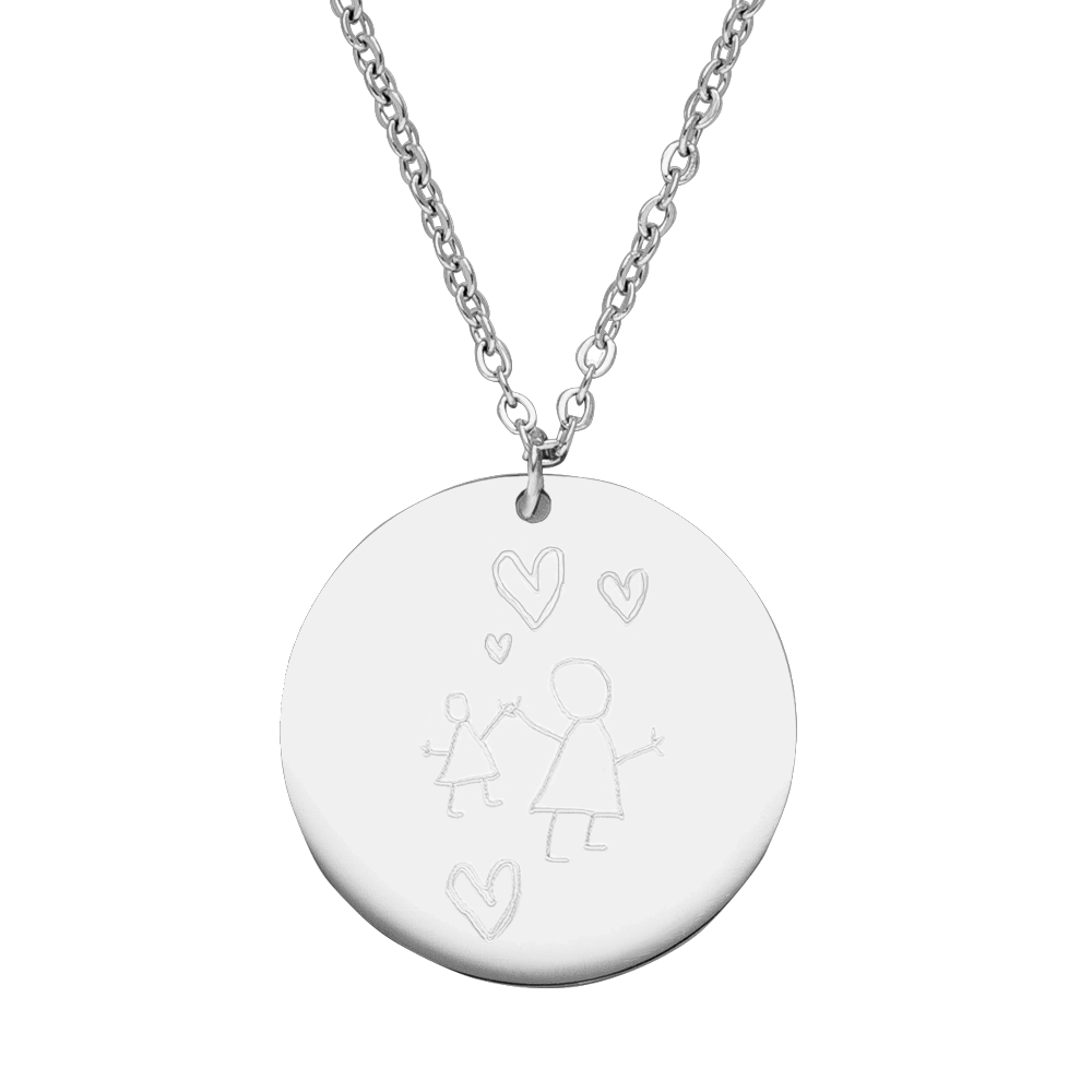 Zeichnung Kette Gravur Silber wasserfest personalisiert