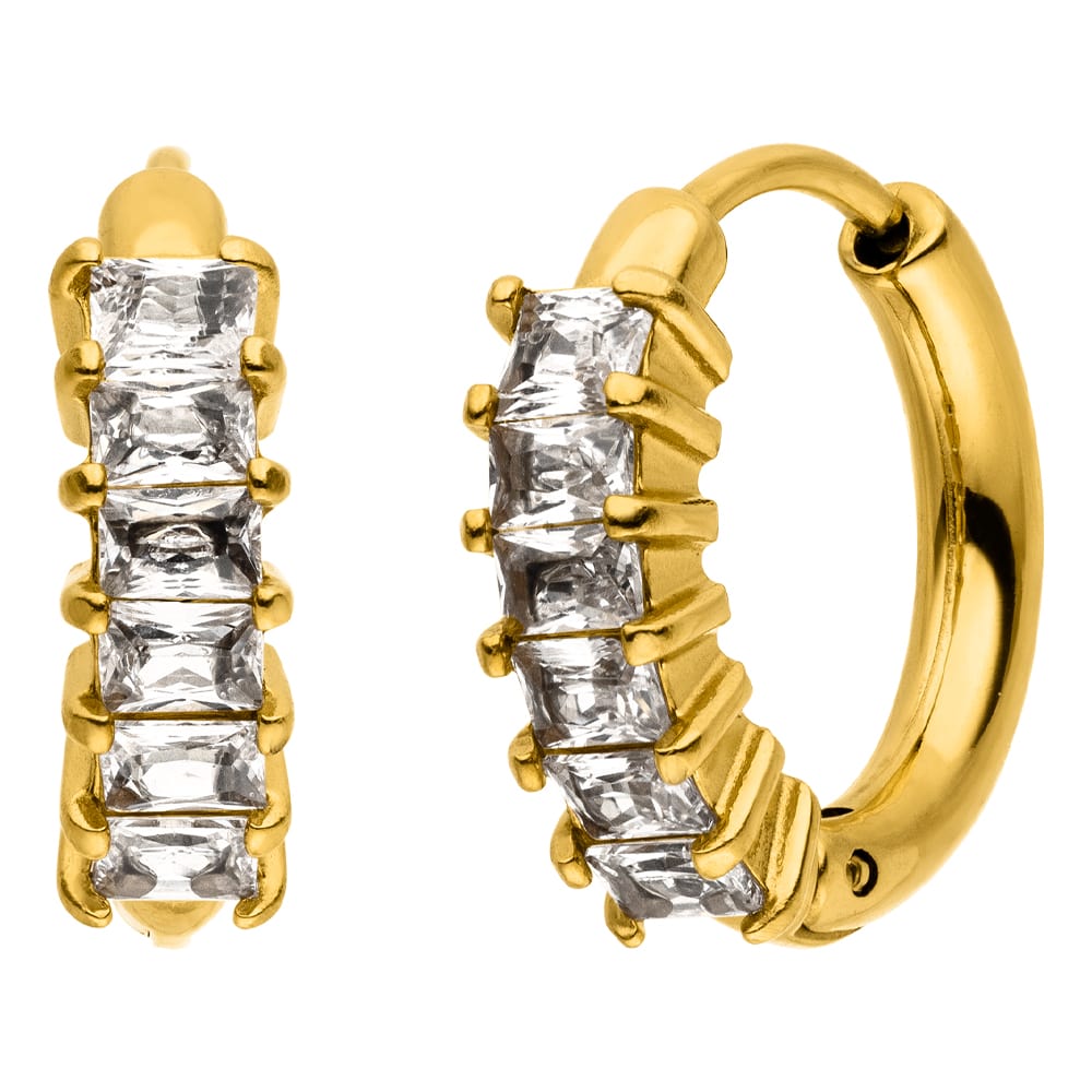Creolen mit Baguette Steinen Zirkonia wasserfest gold