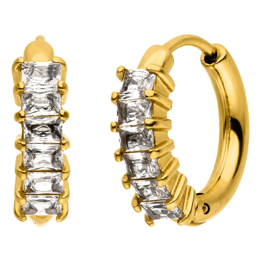 Creolen mit Baguette Steinen Zirkonia wasserfest gold