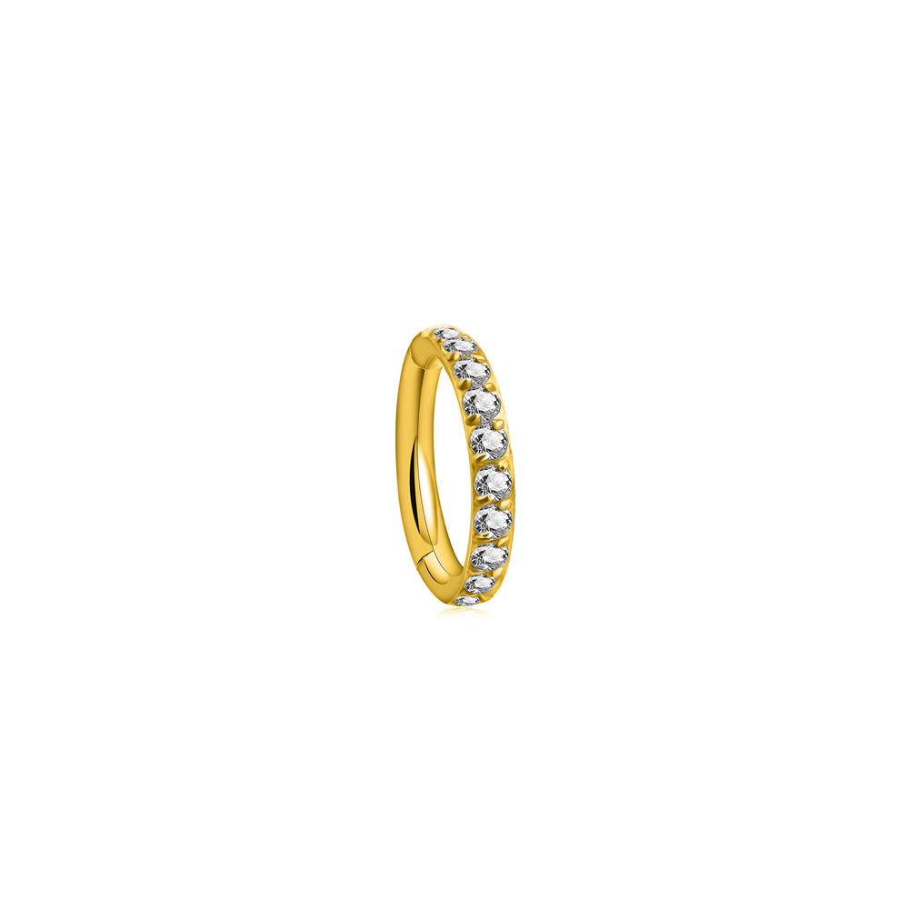 Segmentring Piercing wasserfest Gold Zirkonia Steine Titan