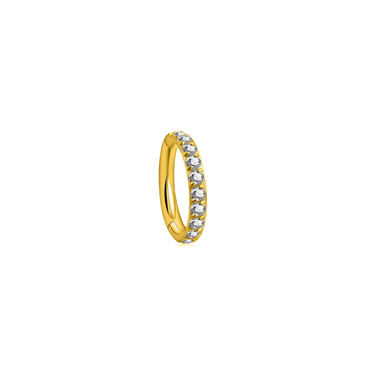 Segmentring Piercing wasserfest Gold Zirkonia Steine Titan
