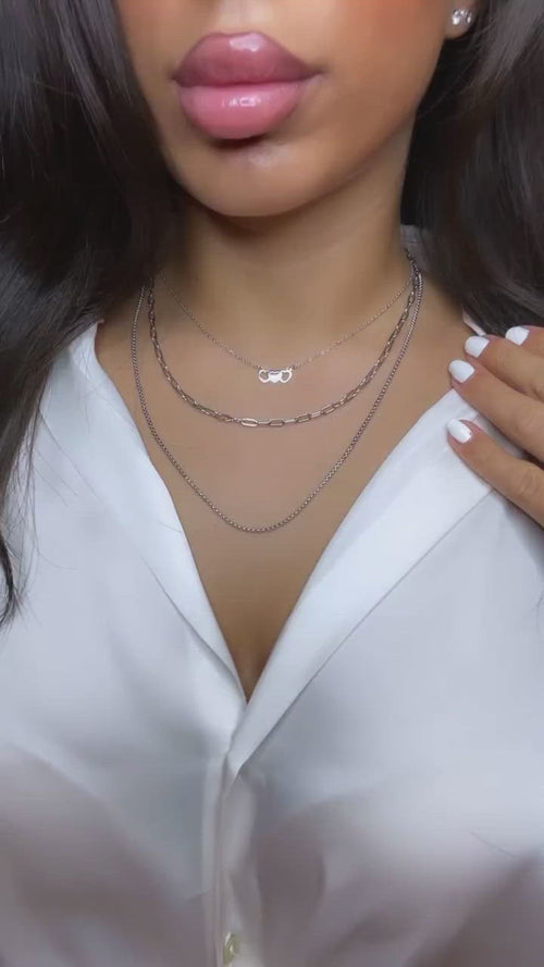 Herzkette Silber wasserfest für Damen modern 