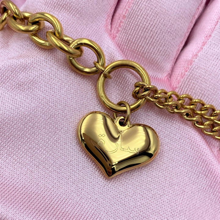 Herz Armband mit Gravur Name Datum Gold Edelstahl