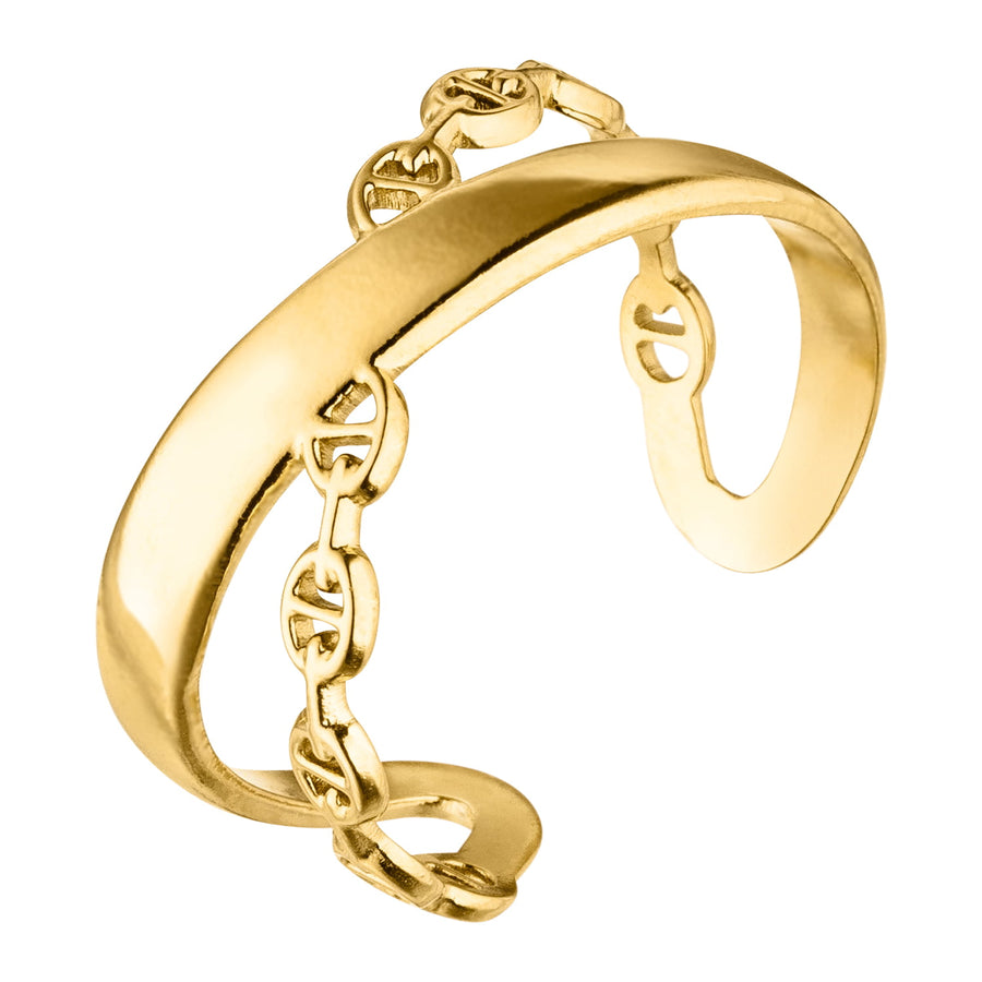 Wasserfester Ring 18K vergoldet dezent wasserfest Crossing Edelstahl