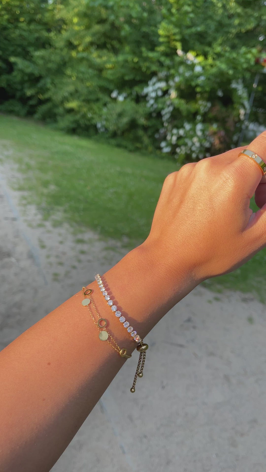 Tennis Armband Damen verstellbar 18K vergoldet wasserfest
