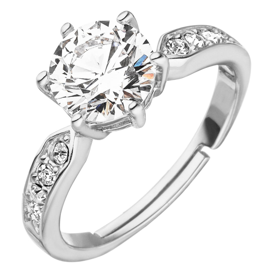 Silberner Zirkonia Ring aus 925er Sterling Silber Rhodiniert