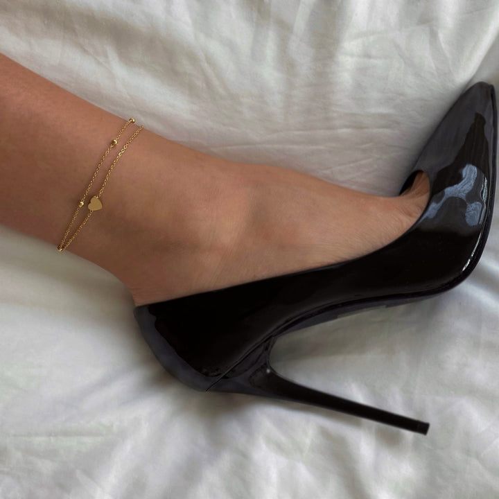 Herz Fußkette 18K vergoldet wasserfest Herzchen