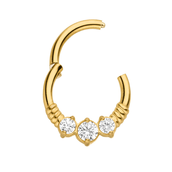 Segmentring Clicker 18K vergoldet Zirkonia Piercing