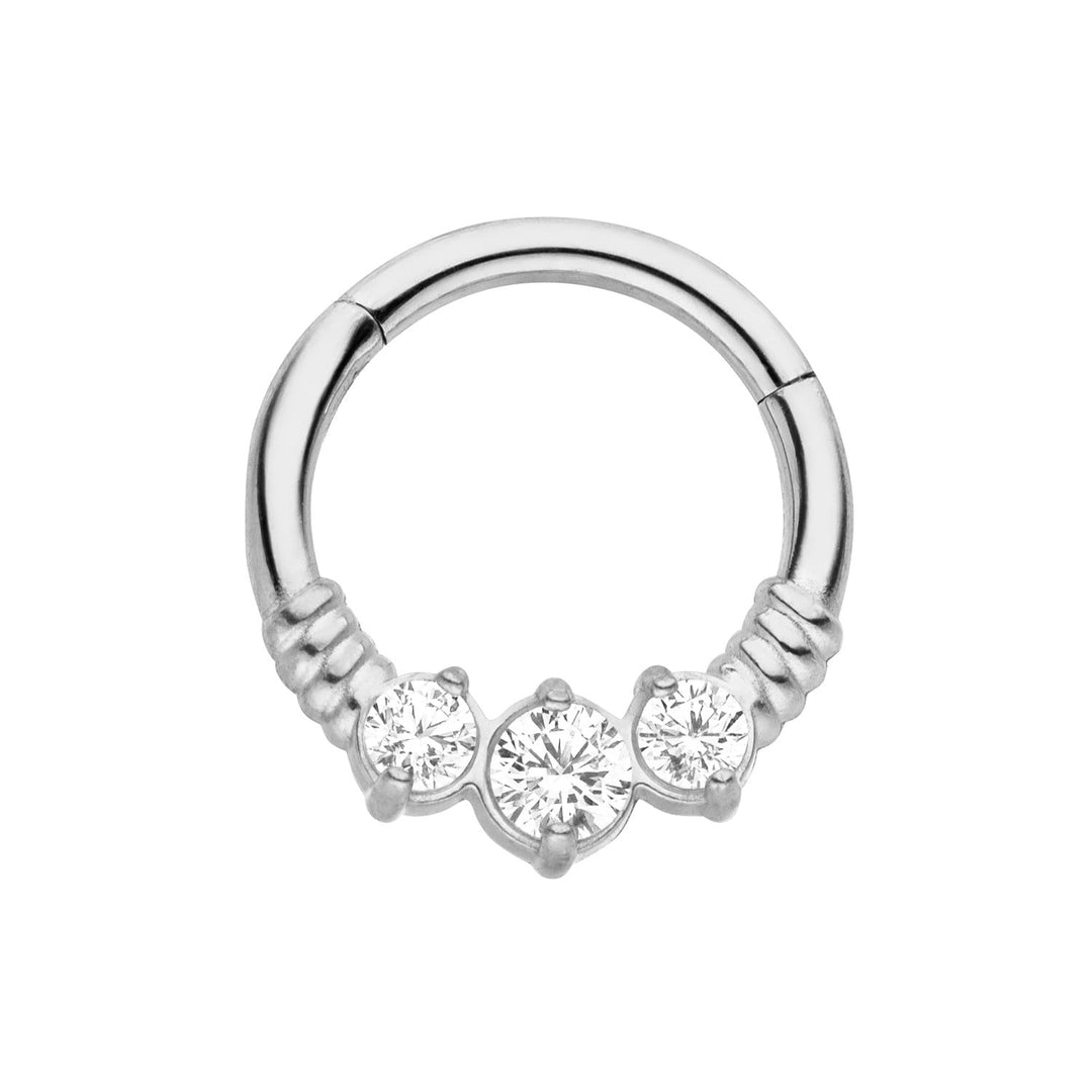 Clicker Piercing silber Segmentring Zirkonia Chirurgenstahl