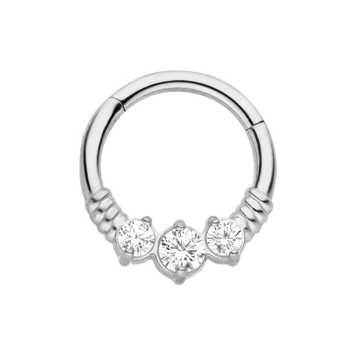 Clicker Piercing silber Segmentring Zirkonia Chirurgenstahl