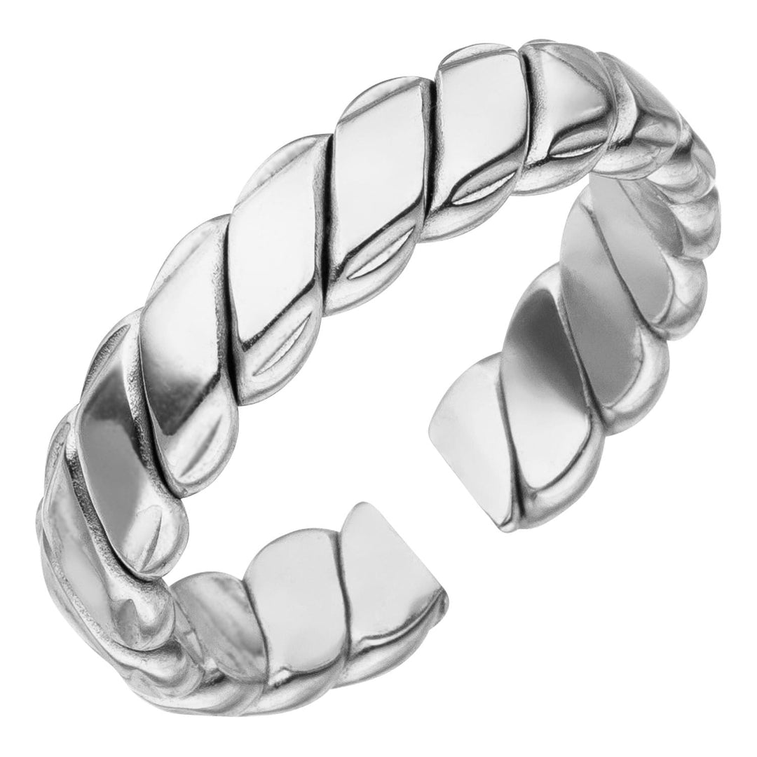 Wasserfester Kordelring silber Edelstahl geflochten