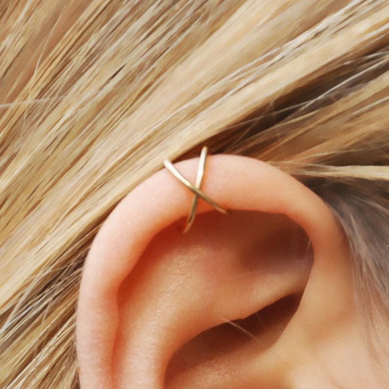 Crossing Ear Cuff gold 925 Sterling Silber