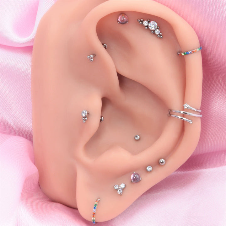 Ohr Piercings Silber Titan Zirkonia Steine wasserfest