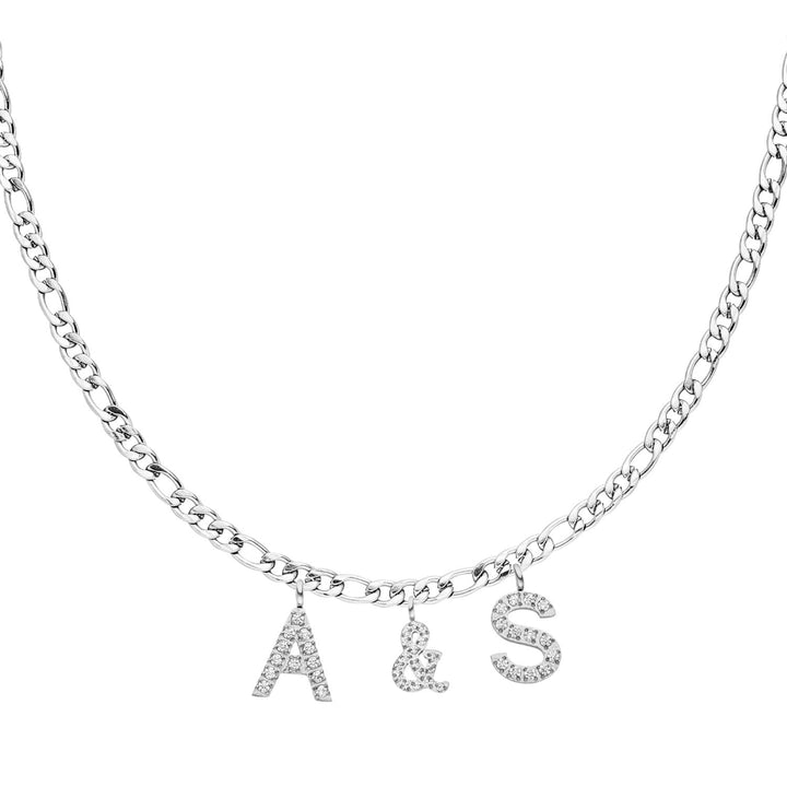 Silberne Initial Kette mit Wunsch Buchstaben wasserfest