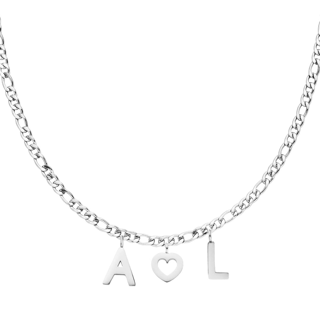 Personalisierte Buchstaben Kette mit 3 Zeichen Silber