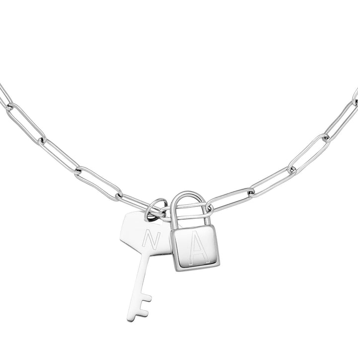 Kette mit Schloss Schlüssel Anhänger Silber mit Gravur