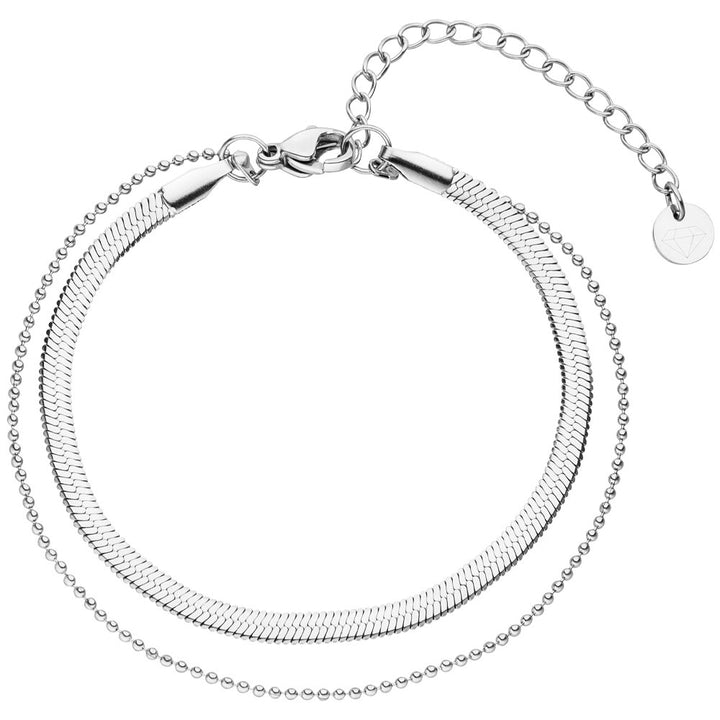 Sleek Armband Silber mit Kügelchen Edelstahl Schlangenhaut