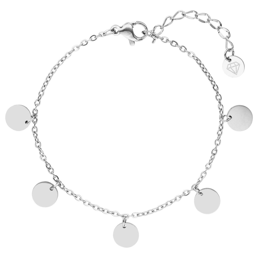 Armband mit Plättchen Silber Münz Anhänger wasserfest