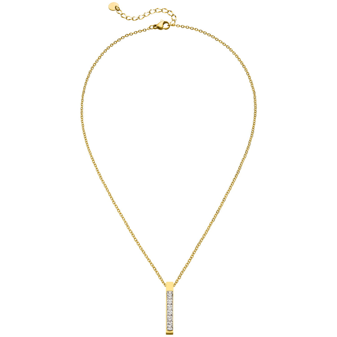 Gravierbare Stabkette mit Zirkonia 18K vergoldet