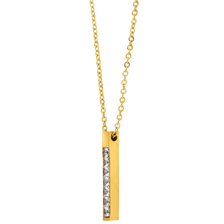 Stabkette 18K vergoldet Gravur Zirkonia wasserfest personalisiert