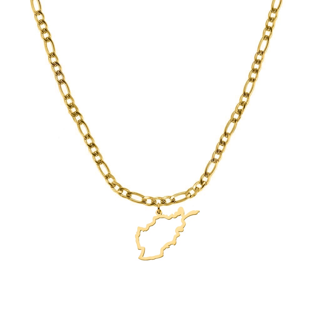 Afghanistan Landumriss Kette gold Afghanische Länderkette 14K vergoldet