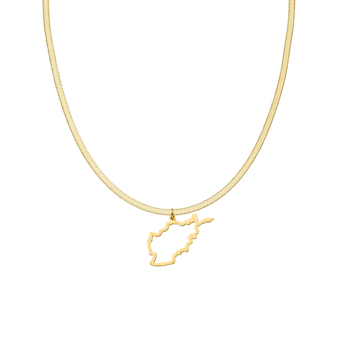 Afghanistan Kette Sleek Afghanische Landumriss Halskette