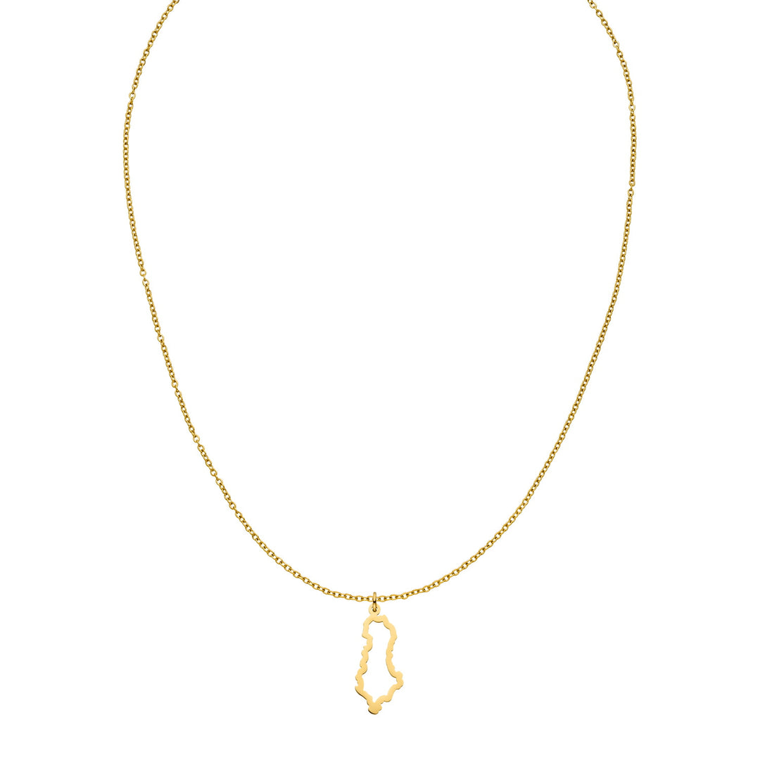 Albanien Landumriss Kette gold Edelstahl 14K vergoldet wasserfest