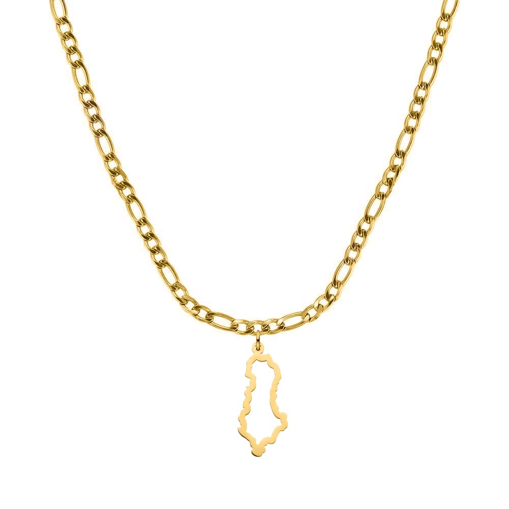 Albanien Landumriss Kette albanische Landkarten Kette Gold Figaro