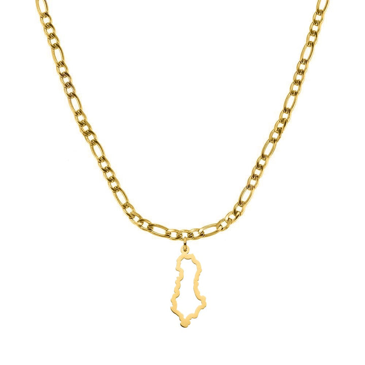 Albanien Landumriss Kette albanische Landkarten Kette Gold Figaro