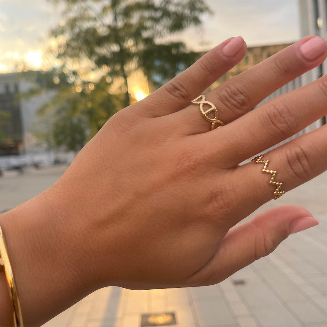 Größenverstellbare Ringe für Damen 14K vergoldet wasserfest