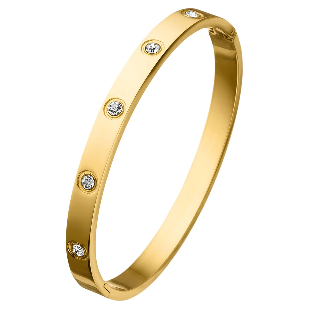Zirkonia Armreif 18K vergoldet wasserfest Bangle Edelstahl