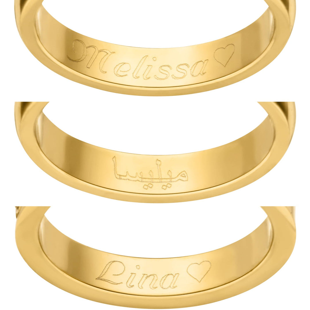 Fingerring mit Gravur 18K vergoldet wasserfest