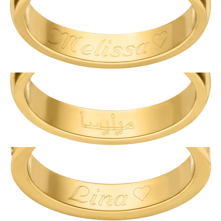 Fingerring mit Gravur 18K vergoldet wasserfest
