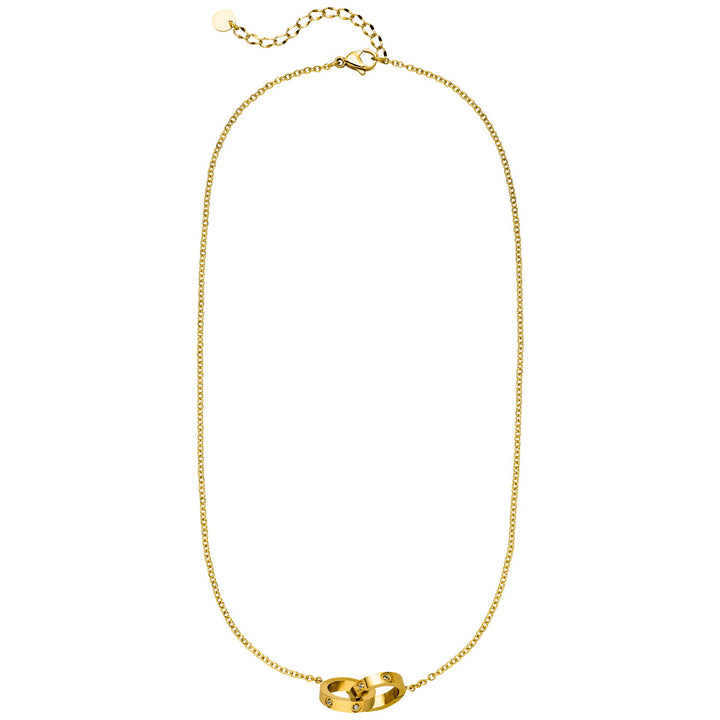 Kette mit zwei Ringen zusammenhängend 18K vergoldet Zirkonia