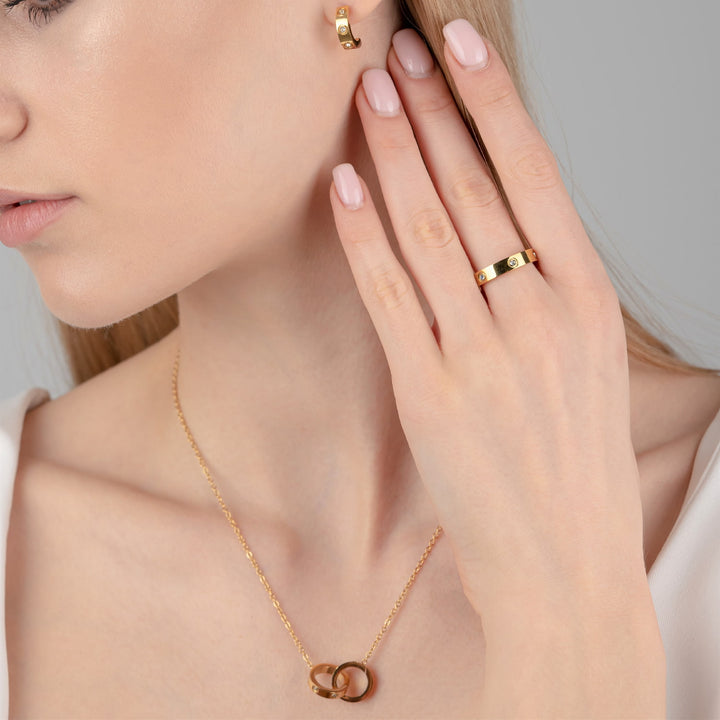 Kette mit zusammenhängenden Ringen 18K vergoldet