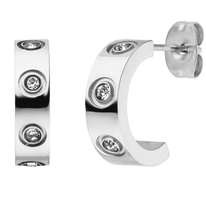 Wasserfeste Zirkonia Ohrstecker Kreolen silber Ohrringe