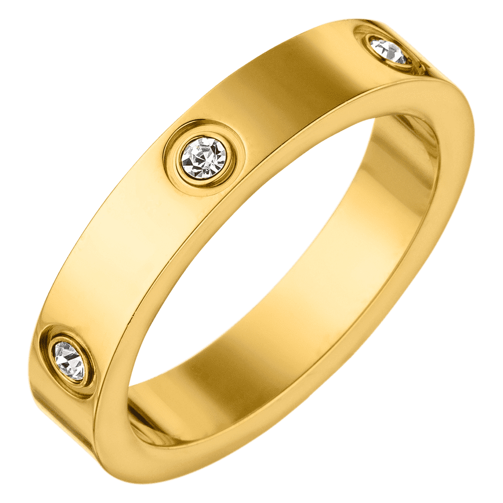 Zirkonia Ring 18K vergoldet wasserfest Damen Steinchen