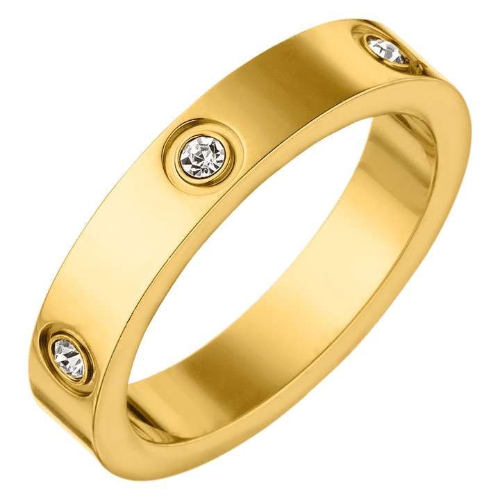 Zirkonia Ring 18K vergoldet wasserfest Damen Steinchen