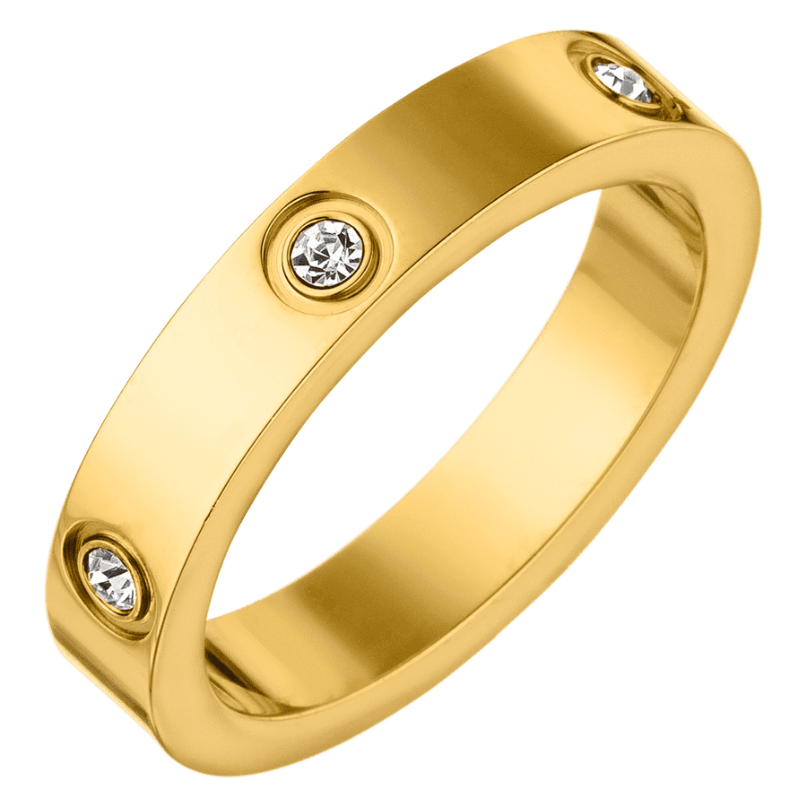 Zirkonia Ring 18K vergoldet wasserfest Damen Steinchen