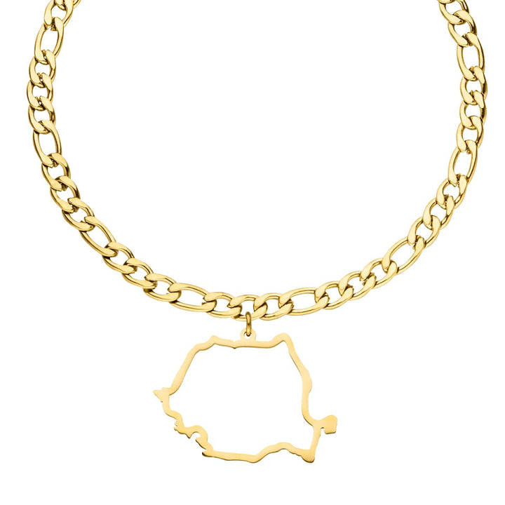 Rumänien Armband 18K vergoldet rumänischer Landumriss Anhänger