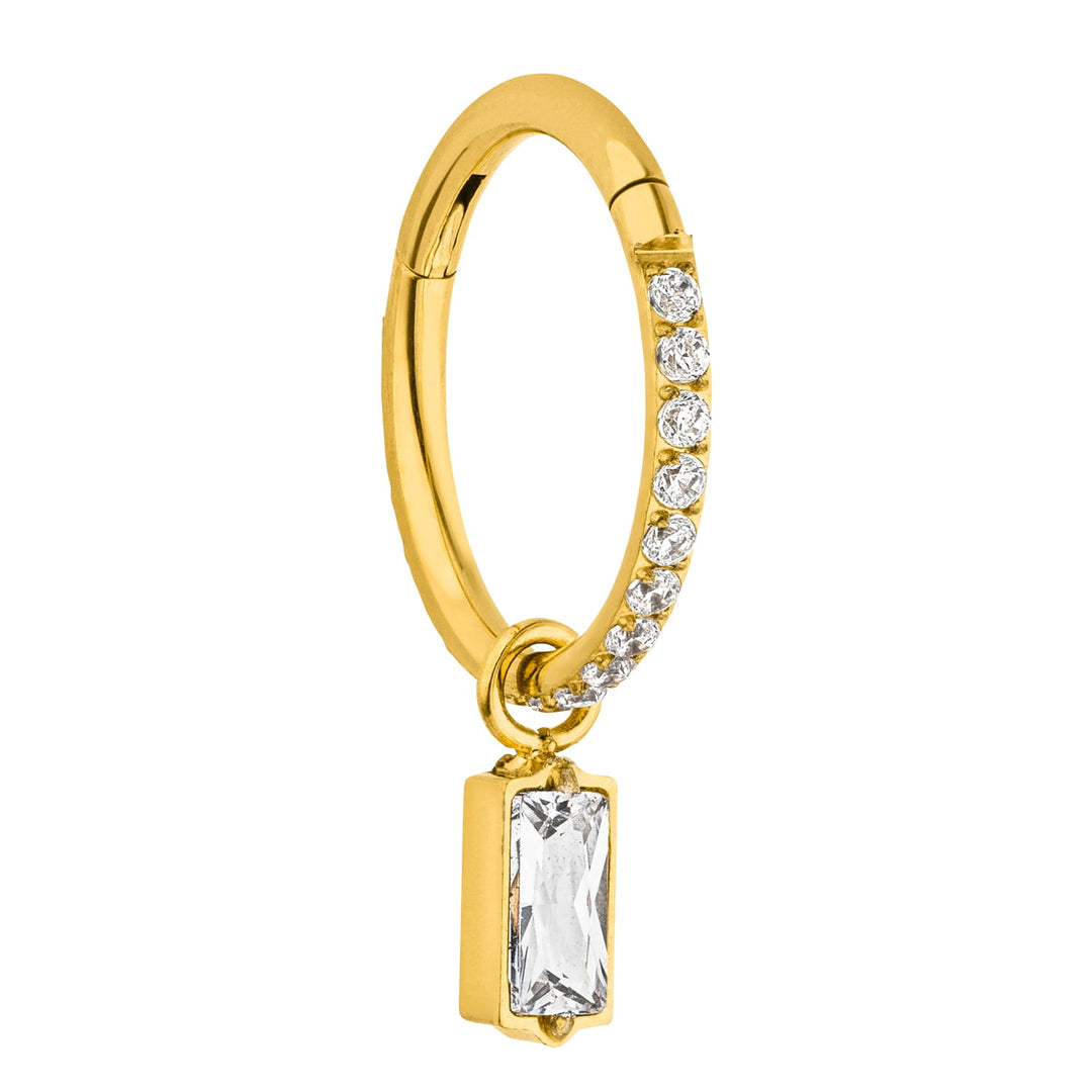 Daith Lobe Ohrpiercing gold wasserfest Baguette Anhänger