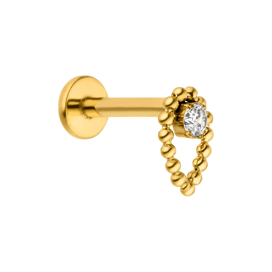 Labret Piercing Titan Zirkonia Kügelchen 18K vergoldet