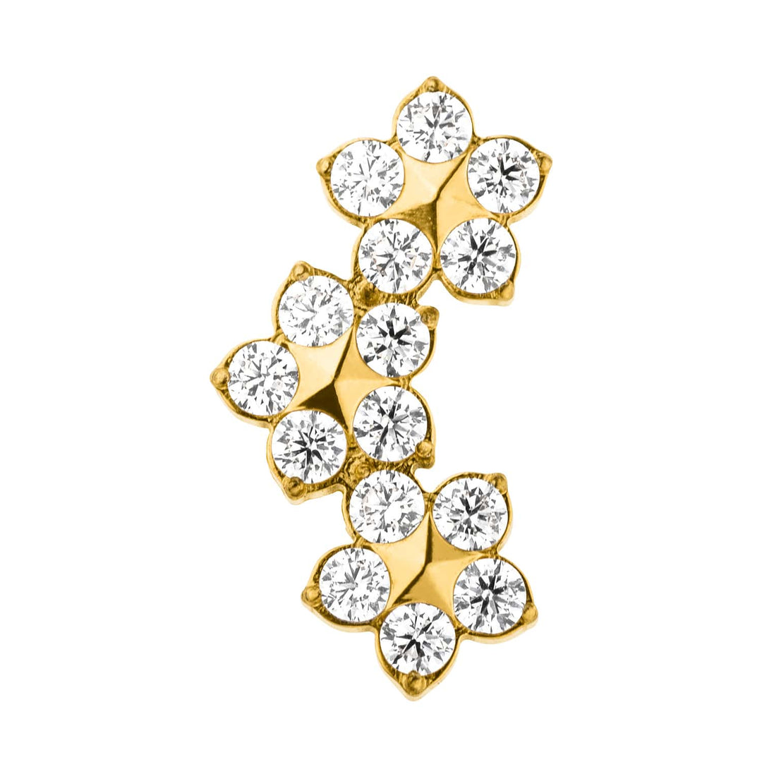 Titanpiercing Zirkonia 18K vergoldet Flachpiercing