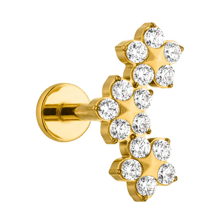 Titan Piercing Blumen 18K vergoldet Labret